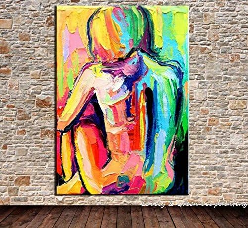 Hand Painted Palette Knife Abstract Oil Painting On Canvas Wall Painting Pictures Nude Girls For Living Room Bedroom Wall Decor (No frame)