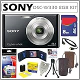 Sony DSC-W330 14.1MP Digital Camera with 4x Wide Angle Zoom with Digital Steady Shot Image Stabilization and 3.0 inch LCD in Black + 8GB Deluxe Accessory Kit