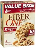 Fiber One Chewy Bars, Oats & Peanut Butter, 10-Count Boxes (Pack of 4)