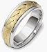 7mm Stylish Platinum and 18 Karat Gold Comfort Fit Wedding Band Ring