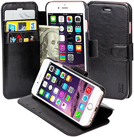 iPhone 6S case, NXC [Stand Feature][Simple and stylish]-[Card Slot][PU Leather Wallet]-For Apple 6/6S Model phone(black)