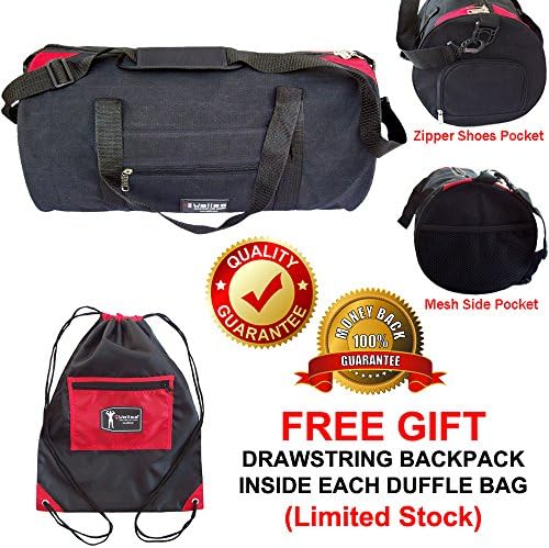 100% Cotton Canvas Duffel Bag, Sports Round Duffel Bag, Gym Bag