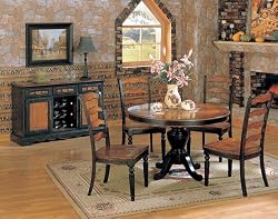 5pc Longoria Country Style Round Wood Dining Table & Chair Set