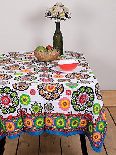 Table Cover Multi Color Flower 60 By 90 Inches Table Cloth Table Linen Cotton