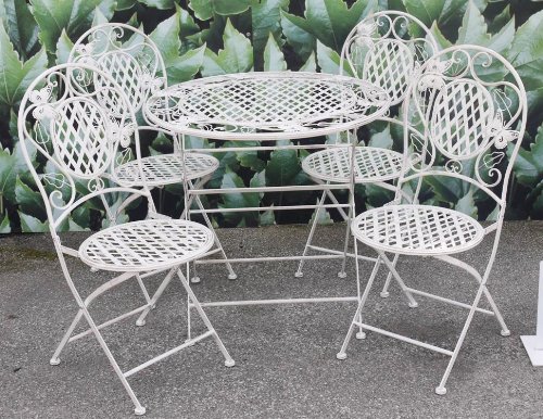 Fabulous French Style 'Butterfly Design' Cream Metal Garden Bistro Set top Bistro sets Fabulous French Style 'Butterfly Design' Cream Metal Garden Bistro Set picture