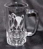 Bowling Ball with Pins 20 oz. Etched Glass Beer Stein