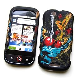 Motorola CLIQ MB200 (T-Mobile) Rubberized Snap-On Protector Hard Case "Love is Victory" Design