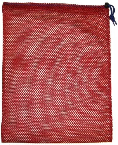 JCS Nylon Mesh Drawstring Bag, Red, 15inch x 20inch