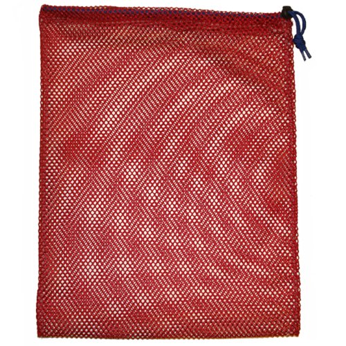 JCS Nylon Mesh Drawstring Bag, Red, 15inch x 20inch