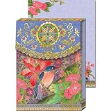 Asian Floral Bird Decorated Magnetic closure mini notepad