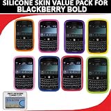 Silicone Skin 8 pc. Value Pack for your Blackberry Bold 9000 (Blue, Hot Pink, Light Pink, Green, Orange, Purple, Red, Yellow) Bonus DBRoth Microfiber Cleaning Cloth Included