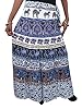 Indian Wrap Skirt Elephant Printed Wrap Around Womens Cotton Long Skirts, White, Blue