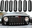 Black Front Grill Mesh Grille Insert Kit For Jeep Wrangler Rubicon Sahara Jk 2007-2015 7PC