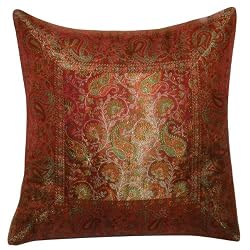 Pillow Cover India Furniture Gifts Online Silk Fabric 16x16 inches (bcbr317)