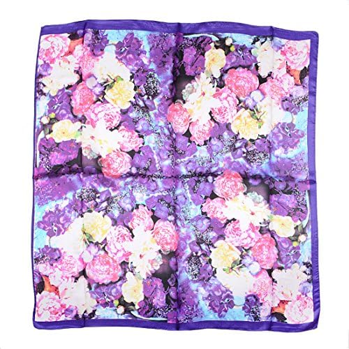 ETSYG® 32'' Silk Scarf Women's Purple Flowers Pattern Large Square Satin Headscarf Headdress