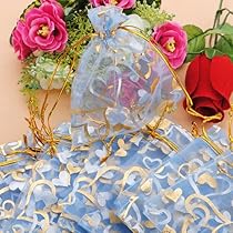 Banggood 100pcs Golden Heart Organza Jewelry Pouch Favor Gift Bag