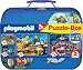 Schmidt Spiele 55599 - Playmobil, Puzzle-Box 2 x 60, 2 x 100 Teile im Metallkoffer