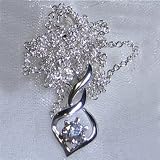 L'AMOUR Heart of Fire 925 Sterling Swiss Crystal Diamond Pendant & Necklace Set - Silver / Size 20