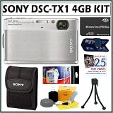 Sony Cybershot DSC-TX1 10.1MP Exmor R CMOS Digital Camera with 3-inch Touch-Screen LCD Digital Camera in Silver + 4GB Accessory Kit