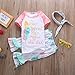 Little Girls Letters Feather T-shirt and Ruffle Cropped Pants Outfit