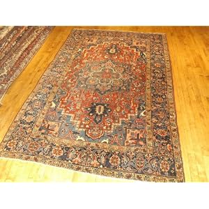 Handmade Antique Iranian Heriz Rug 7'4x10'8 by Oscar Isberian Rugs