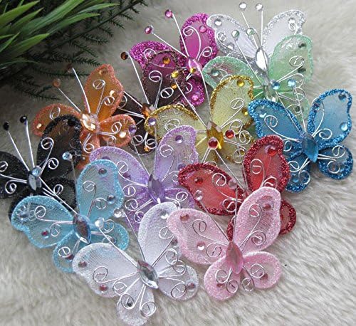 CYNDIE Hot Sale New E340 U Pick Organza Wire Butterfly Wedding Decorations More Colors Available