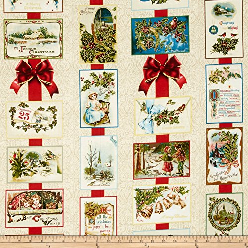 Penny Rose Joyous Christmas Sparkle Main Cream Fabric By The Yard
