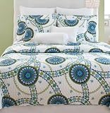 Modern Medallion Turquoise Green Quilt Bedding Set King