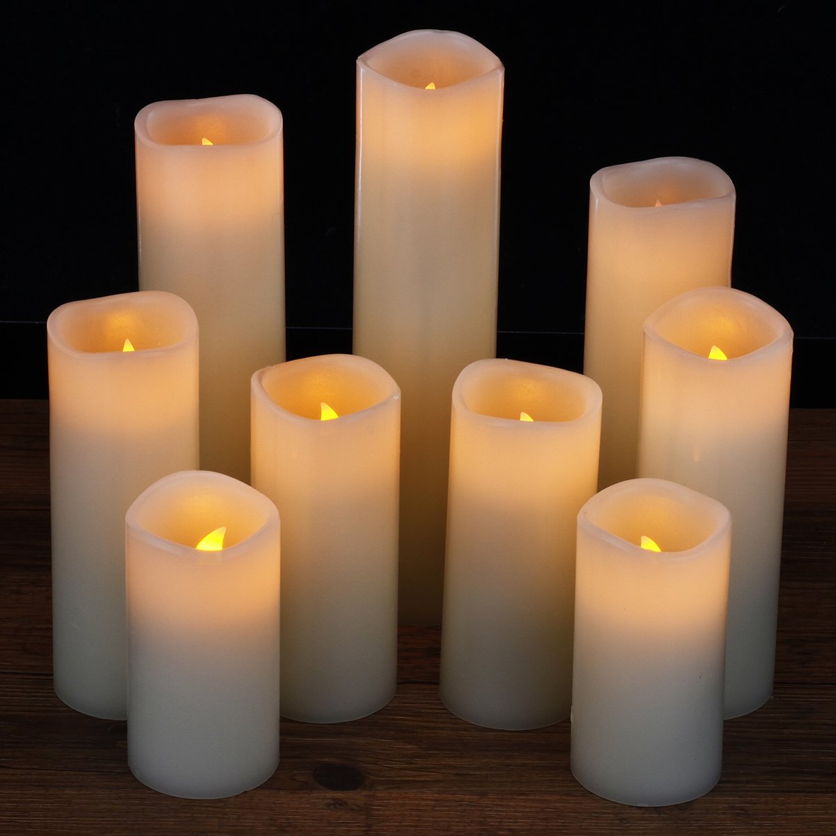 comenzar Flameless Candles, Battery Candles Set of 9(H 4" 5" 6" 7" 8" 9