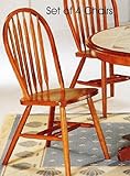 Set of 4 Oak Finish Windsor Dining Side Chairs