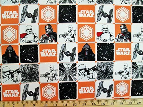 STAR WARS THE FORCE AWAKENS GRID ORANGE #3606 COTTON QUILT BTY CAMELOT FABRIC