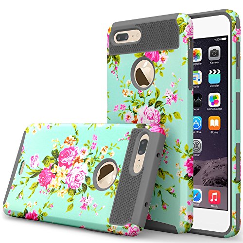iPhone 7 Plus Case , [Painting Floral ][Ultra Hybrid][High Impact] Heavy Duty Dual Layer Armor Shell Defender Shock Absorbent Protecative for Apple iPhone 7 Plus (2016) (grey)