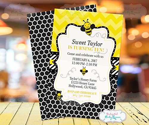 Set of 10 Personalized Bee Birthday Party Invitations with white envelopes Bee Invitations | Bee Birthday Party Invitations | Custom Birthday Invitations