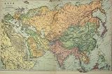 1901 BACON WORLD MAP ASIA EUROPE INDIA SPAIN