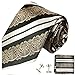 Paul Malone Necktie, Pocket Square and Cufflinks 100% Black Baroque
