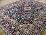 IMAGE OF 9'6 x 12'8 Navy Blue Persian Hand Knotted Wool Kashmar Rug
