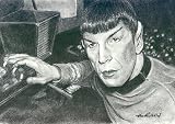 Spock From Star Trek Portrait Charcoal Drawing Matted 16