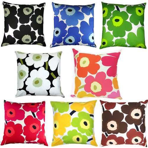 Marimekko Unikko Throw Pillow with Zipper - Yellow/Orange/Pink