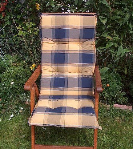 Exklusive Hochlehnerauflage Prato blau 100% Dralonex