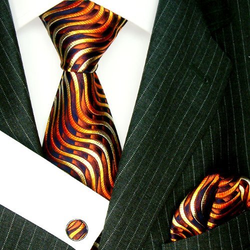 Lorenzo Cana - Set 3 Teile - orange blaue Krawatte 