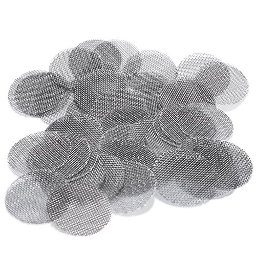 50 Beamer Premium Stainless Steel Screens. For Tobacco Pipes 0.750 (3/4th) Inch Size + Limited Edition Beamer Smoke Sticker