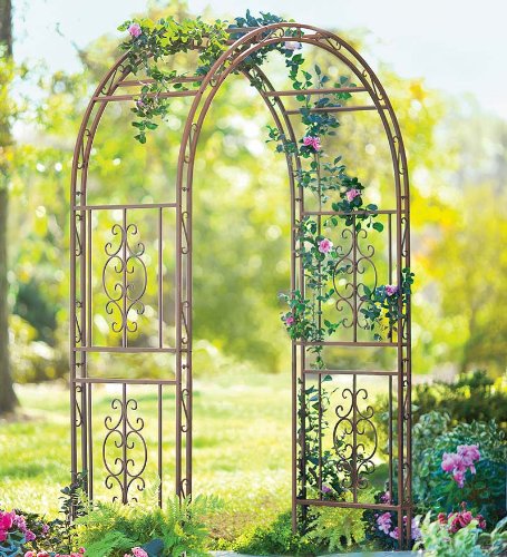 Burnished Bronze Finished Iron Montebello Garden Arbor with Gate