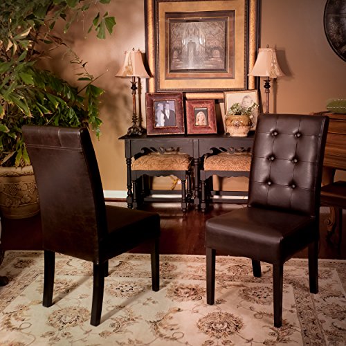 compare Addison Tufted Brown Leather Dining Chair (Set of 2) Mary J