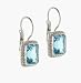 Sterling Silver Rectangle LeverBack Lever Back Earrings with Blue Topaz Stone