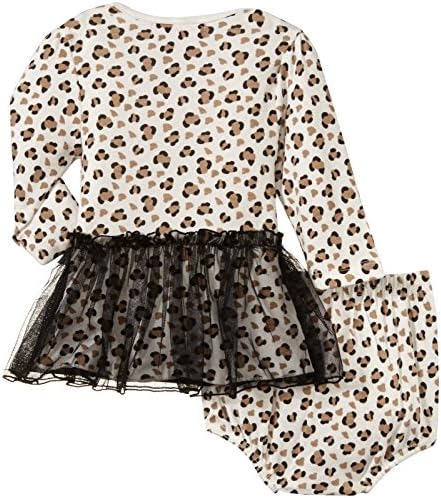 Isaac Mizrahi Baby-Girls Leopard Skirted Dress Bodysuit with Diaper Cover, Multi, 3-6 Months
