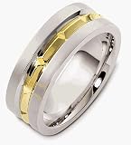 8mm Multi Texture 18 Karat Two-Tone Gold Wedding Band Ring