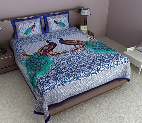 Indicraft Double Bedspread,Bedcover, Bedsheets ,Mandala,Elephant king size (229 X260 Cm) printed,Tapestry, Multicolor Cotton Rajasthani Printed Double Bedsheet With 2 Pillow Cover