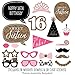 Big Dot of Happiness Chic 16th Birthday - Pink, Black and Gold Photo Booth Props Kit 20 Count
