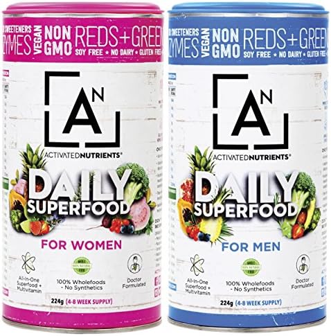 Best Green Superfood 100% Natural Raw Vegetables Daily Superfood powder by Activated Nutrients, Amazing All In One Nutrition and Fiber Superfood Powder, Increases Energy and Health (Women, 8.5 Ounce)
