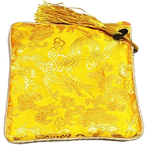 Elleables® Tasseled Coin Pouch Silk Brocade (Yellow)